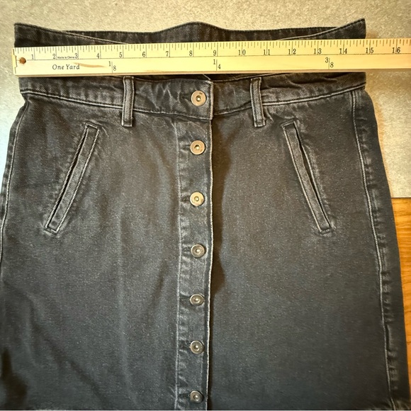 Pilcro and the Letterpress Anthropologie Black Button Front Denim Mini Skirt 12 - Picture 9 of 9